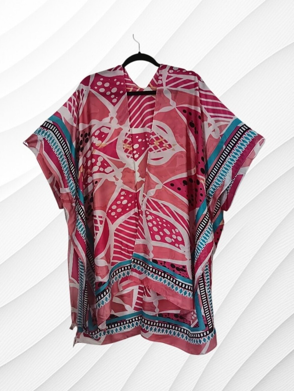 Abstract Botanical Silky Kimono - Picture 6 of 13